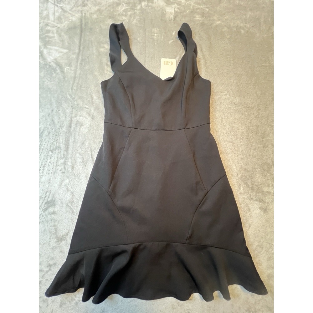 Gianni Bini GB Womens Dress S Black‎ Sleeveless Fit Flare Ruffle Hem Party